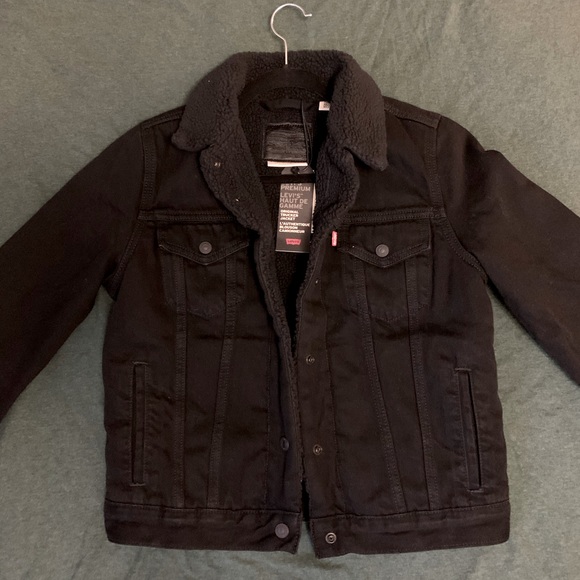 Levi’s Black Sherpa Lined Denim Jacket - Picture 1 of 3